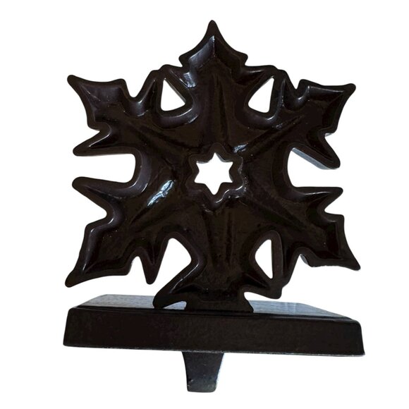 Snowflake Cast Iron Metal Christmas Mantle Stocking Holder Decor Heavy 3D Brown - Picture 13 of 14